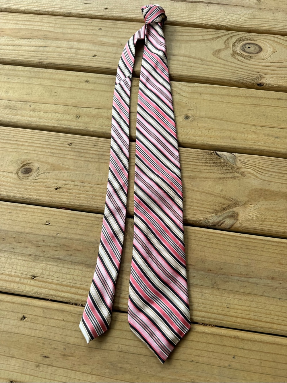 Altea Milano Men's Pink Striped Tie-Silk-Made in Italy